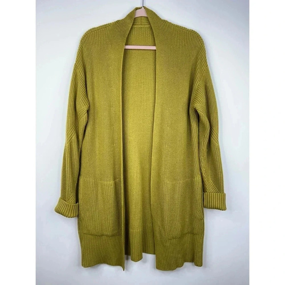 Lululemon Cashlu Sweater Wrap Cardigan Auric Gold Green Open Front Knit Pockets - Picture 1 of 10